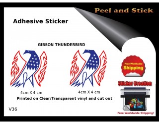 Gibson Thunderbird Firebird Guitar Adhesive Sticker v36